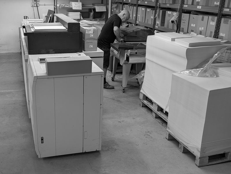 Books being shrink-wrapped for despatch