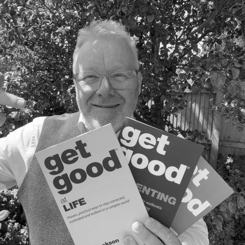 Lee Jackson with their book Get Good at Life / Get Good at Parenting