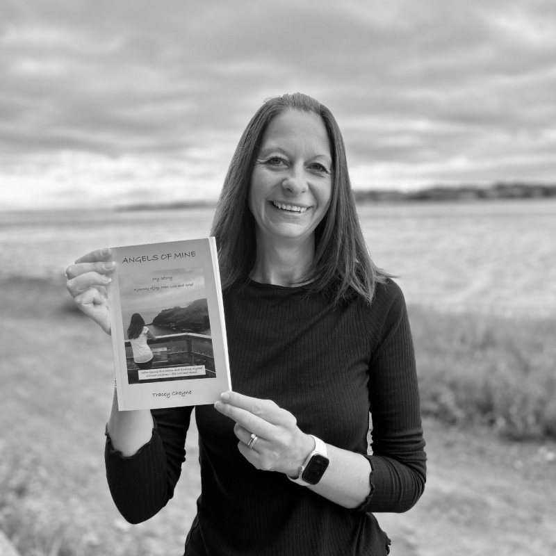 Tracey Cheyne with their book Angels of Mine