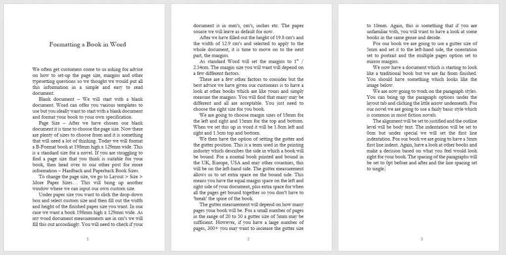Formatting a Book in Word