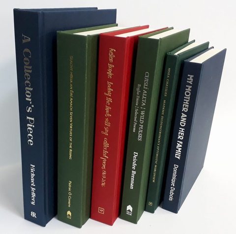 Cloth-bound hardbacks with foil-blocked spines, sewn and cased at our Exeter bindery