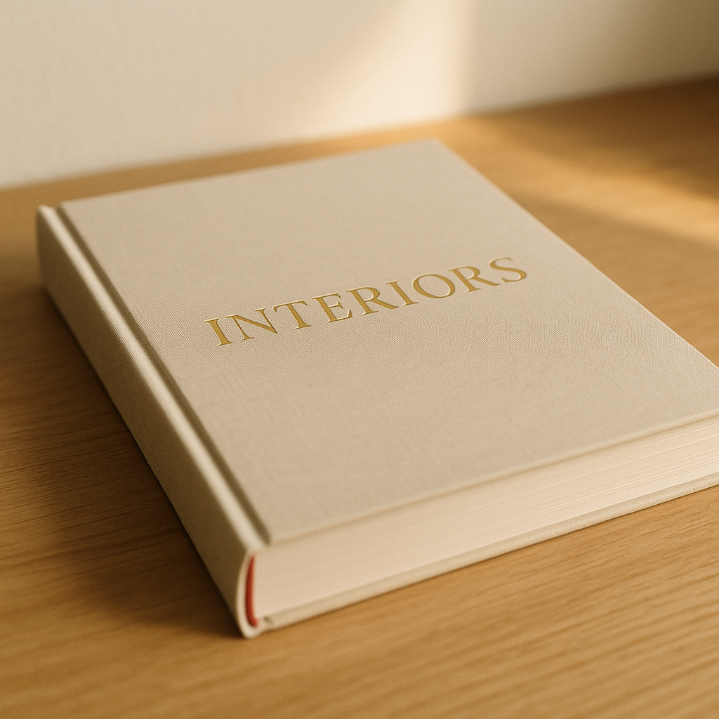 Cloth-covered coffee-table book with foil-blocked title