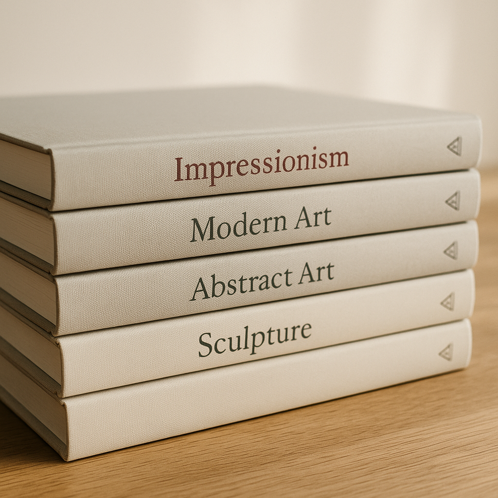 Stack of premium hardback art books showing spines