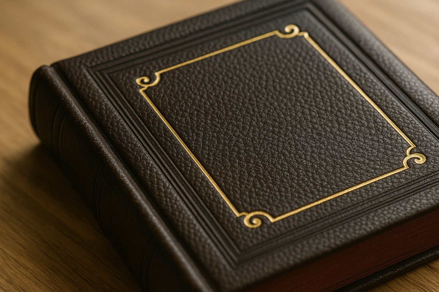 Leather-bound hardback with hand-applied gold foil blocking