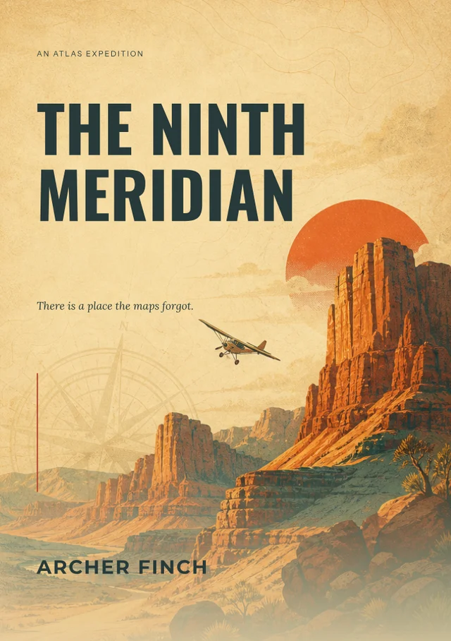 The ninth meridian, premade Adventure book cover