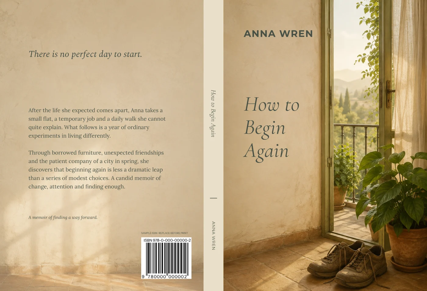 How to Begin Again, matching back, spine and front cover
