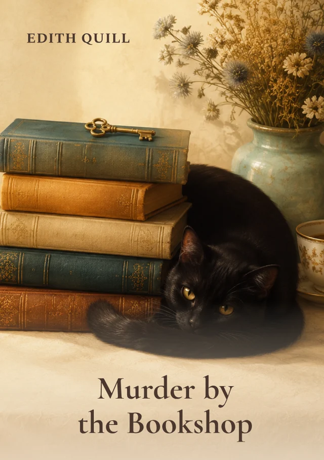 Murder by the bookshop, premade Bookshop mystery book cover