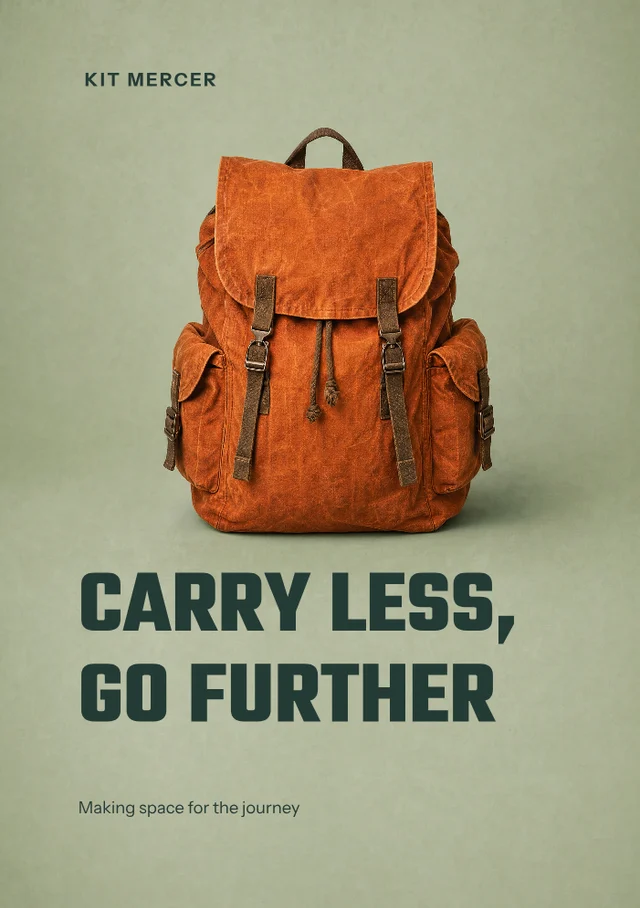 Carry Less, Go Further, premade Nonfiction · Thoughtful travel book cover