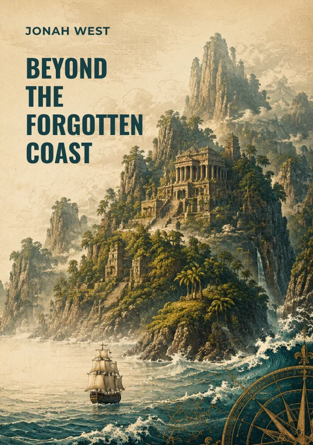 Beyond the forgotten coast, premade Adventure book cover