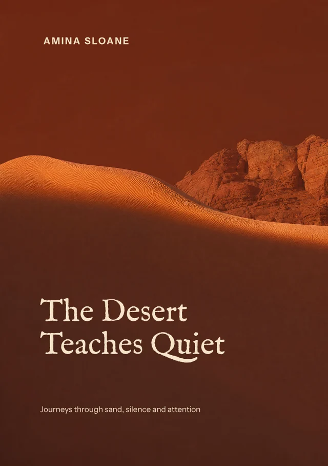 The Desert Teaches Quiet, premade Nonfiction · Desert travel and reflection book cover