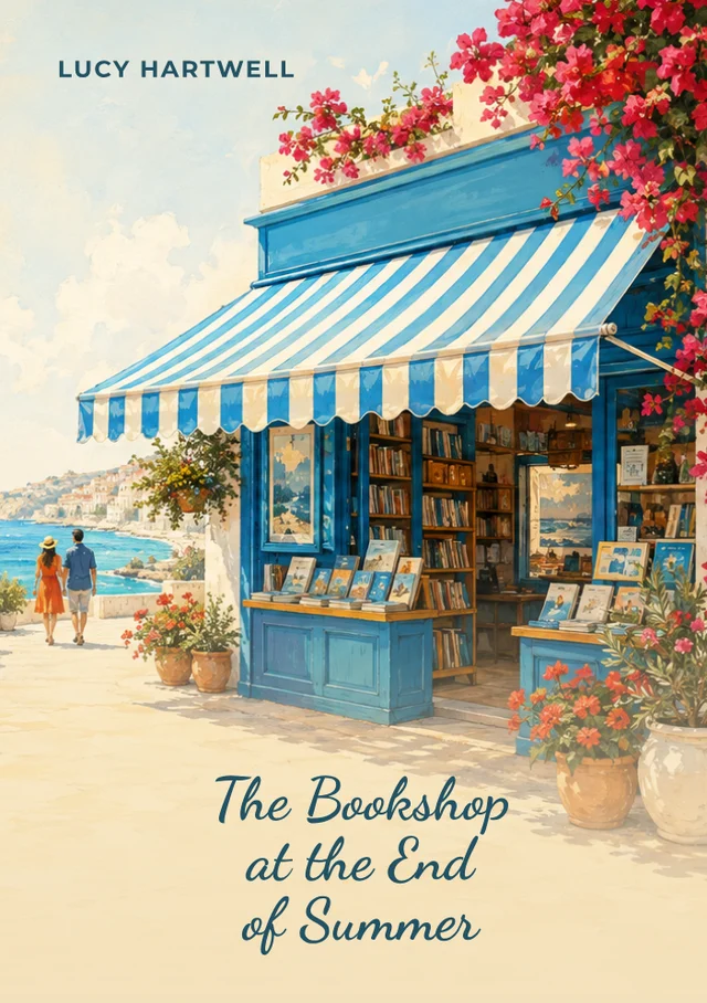 The Bookshop at the End of Summer, premade Contemporary romance book cover