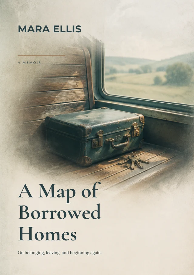A map of borrowed homes, premade Memoir book cover