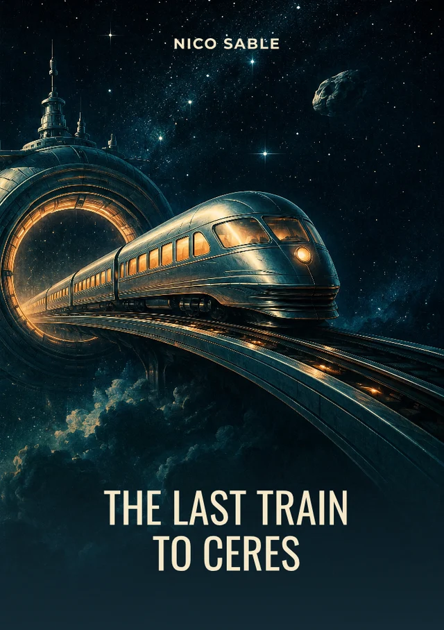 The Last Train to Ceres, premade Science fiction book cover
