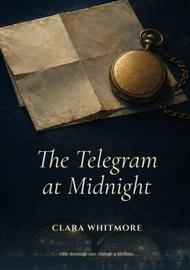 The telegram at midnight, premade Historical fiction book cover