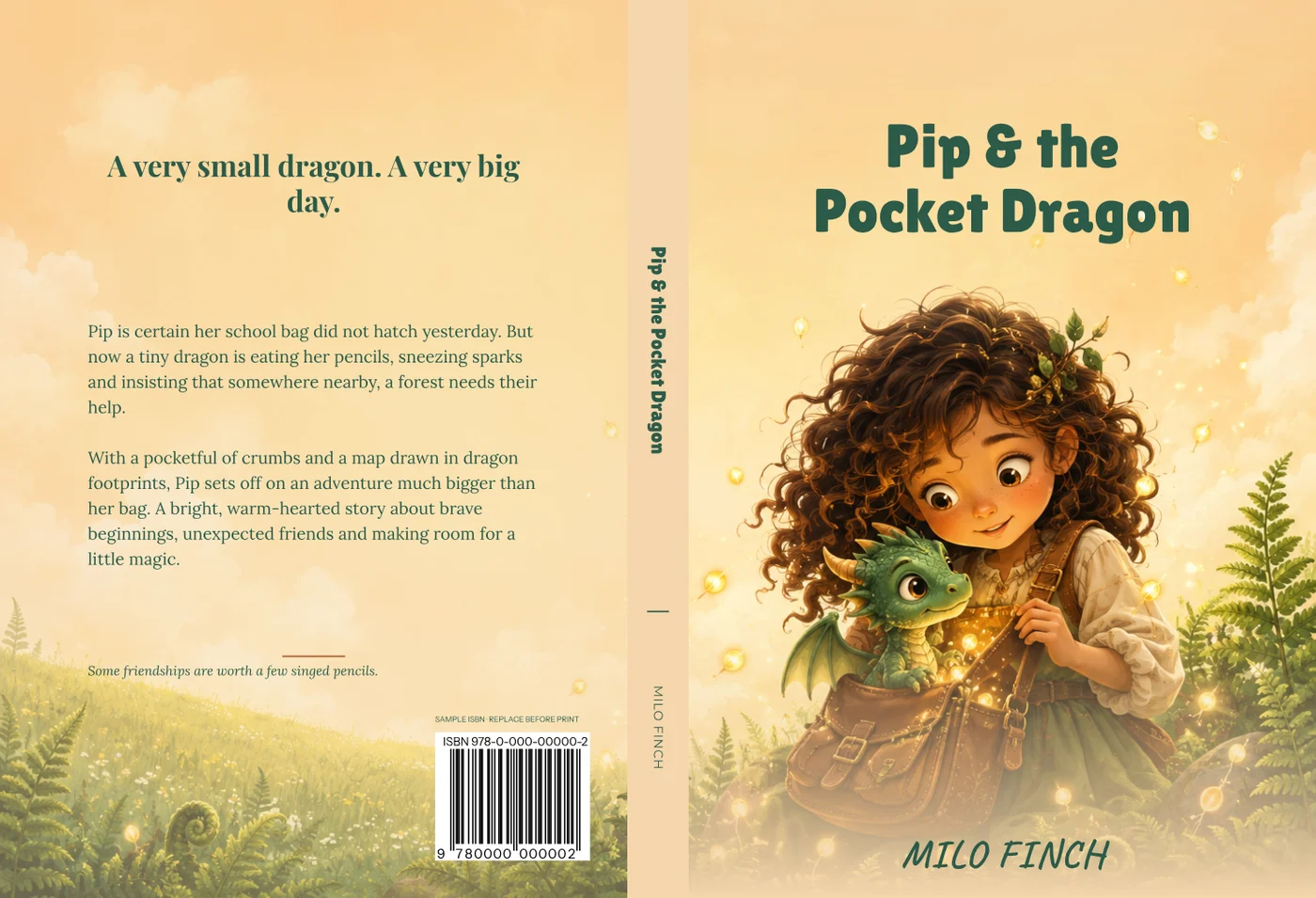 Pip & the Pocket Dragon, matching back, spine and front cover