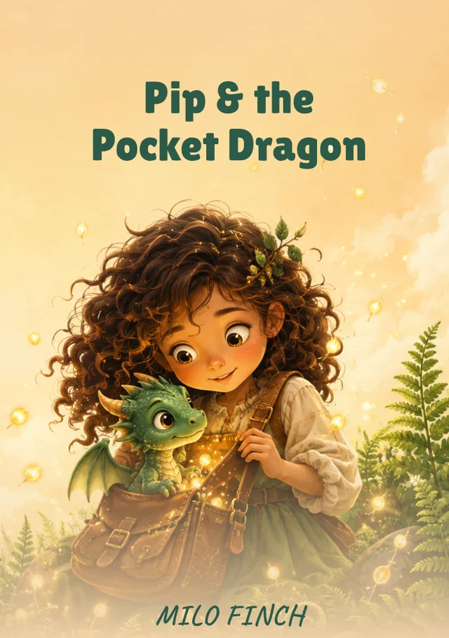 Pip & the Pocket Dragon, premade Children's fiction book cover