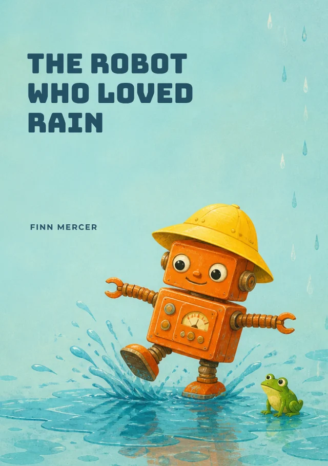 The Robot Who Loved Rain, premade Children's book cover