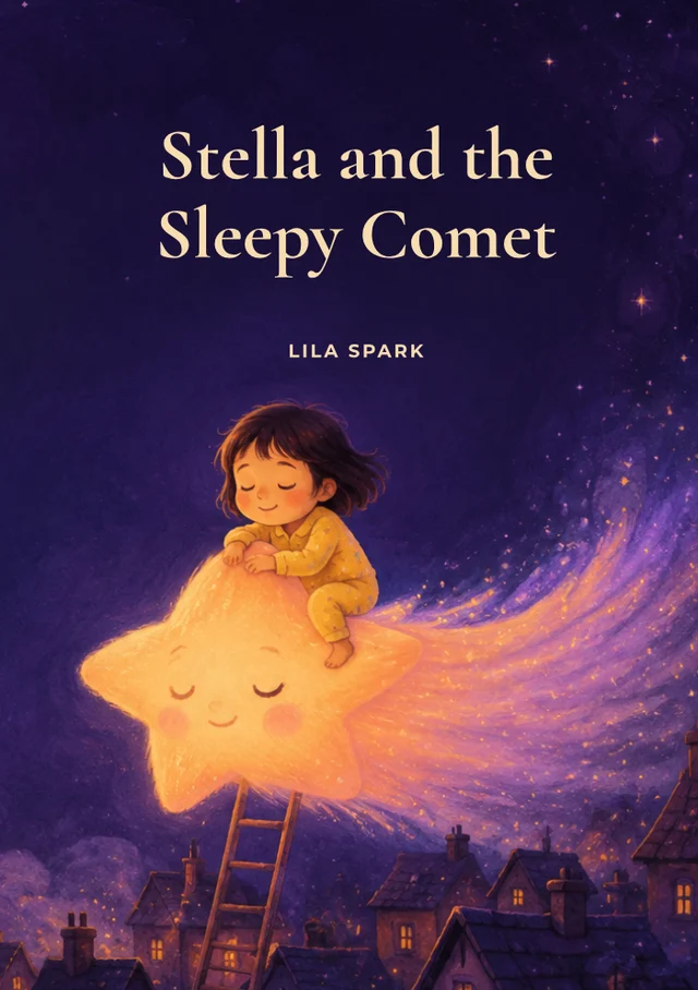 Stella and the Sleepy Comet, premade Children's book cover
