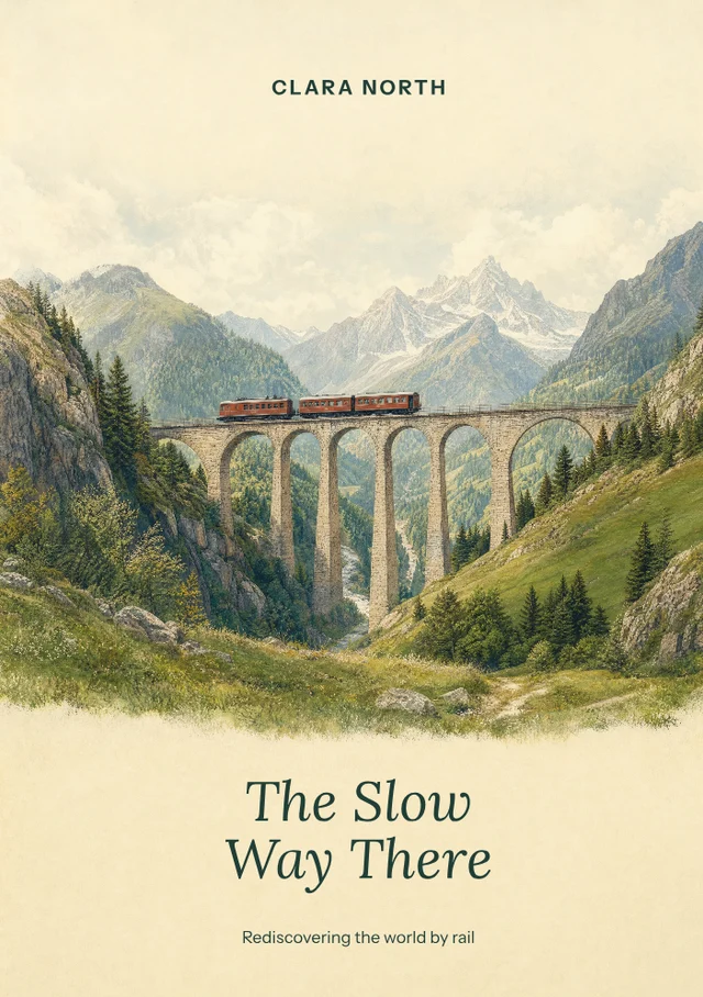 The Slow Way There, premade Nonfiction · Slow rail travel book cover