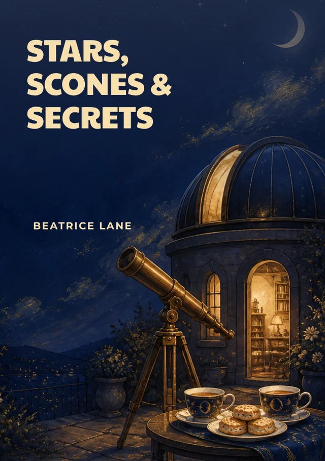 Stars, Scones & Secrets, premade Cosy Mystery book cover