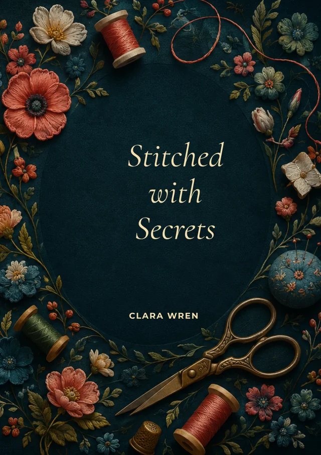 Stitched with Secrets, premade Cosy mystery book cover