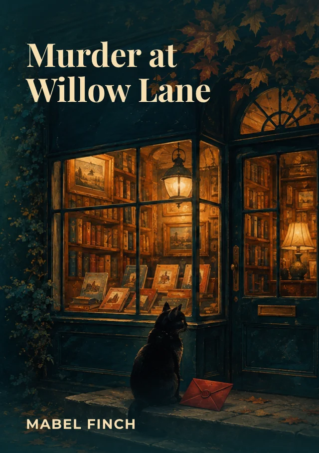 Murder at Willow Lane, premade Cosy mystery book cover